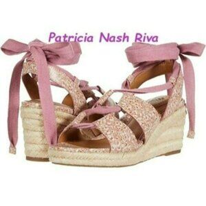 PATRICIA Nash Riva Wedge Sandals Blush Bouquet,  SZ 10, NIB